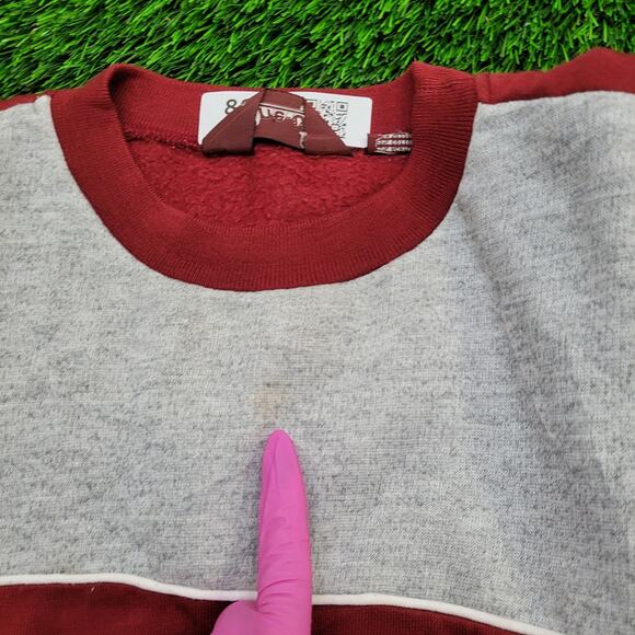 Vintage 90s Line-Up Colorblock Sweatshirt Women XL 23x24 Red - Picture 6 of 12